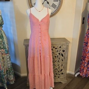 Promesa Red and White Gingham  Maxi Dress